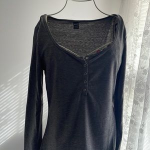 SHEIN: Grey Button Up Long sleeve T-shirt